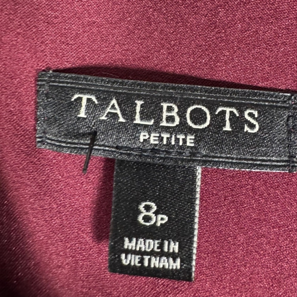 Talbots Petite Burgundy Floral Maxi Dress‎ V-Neck Ruffle Hem 8P VN5084 - Picture 6 of 11